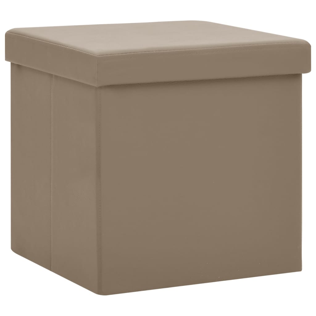 foldbare opbevaringspuffer 2 stk. PVC cappuccinofarvet