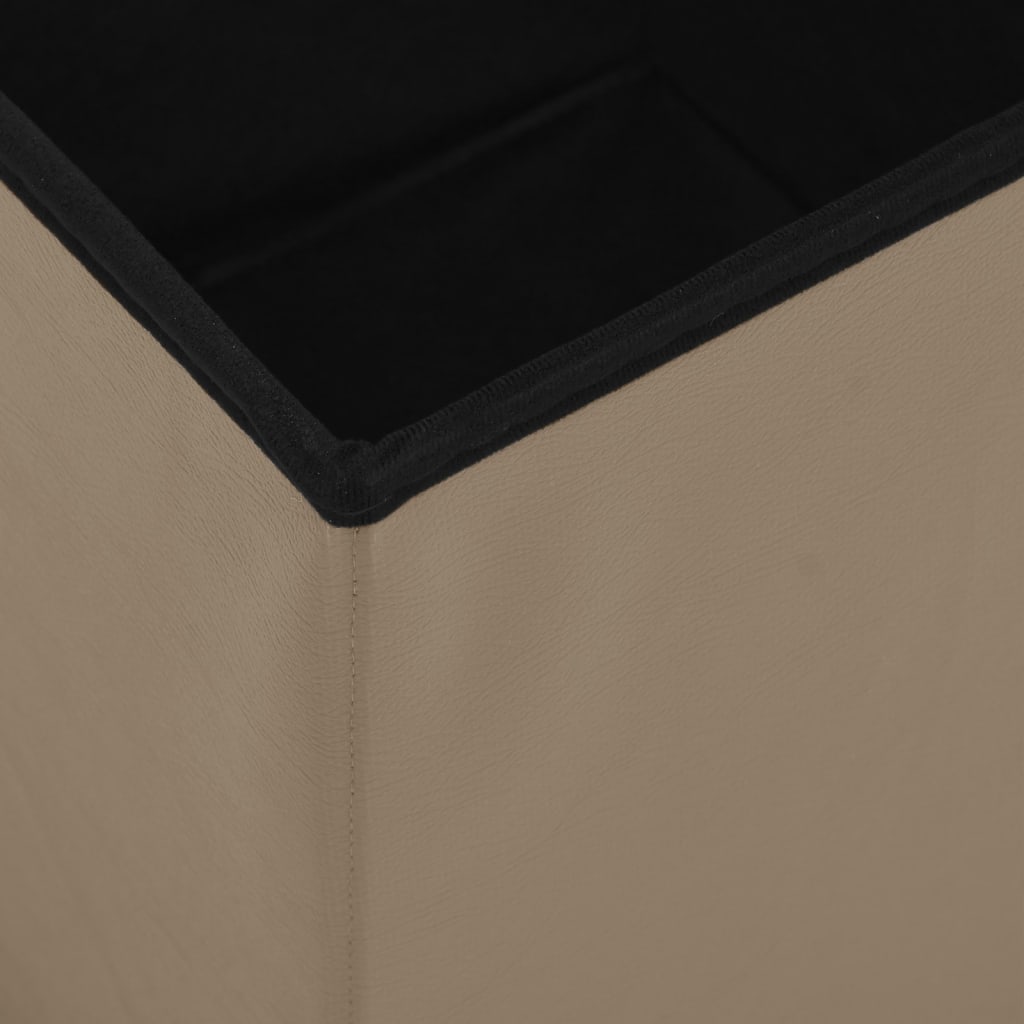 foldbare opbevaringspuffer 2 stk. PVC cappuccinofarvet