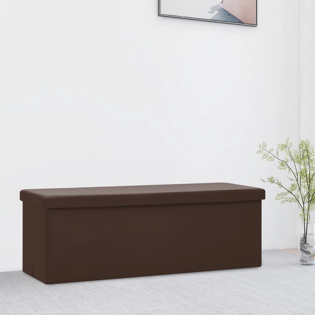 foldbar opbevaringsbænk PVC brun