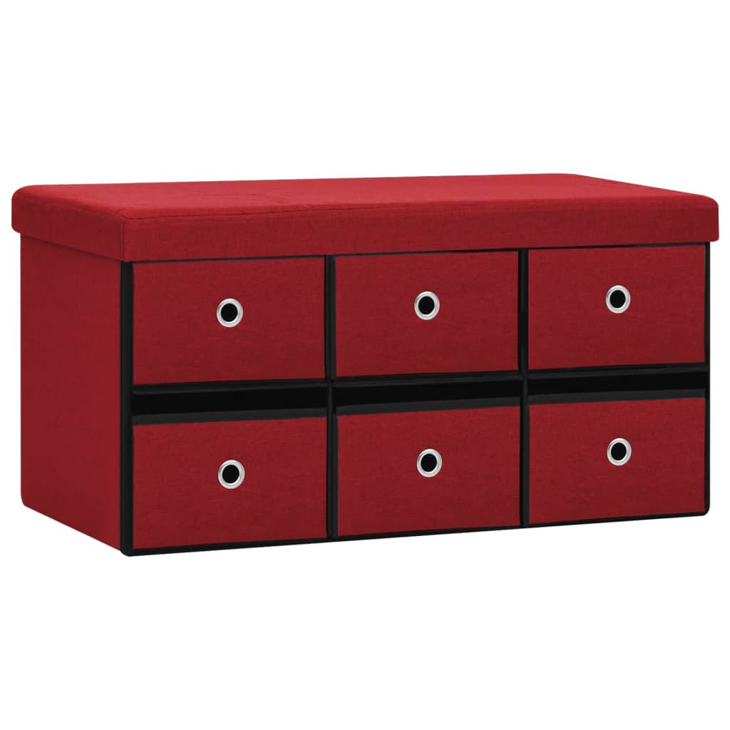 foldbar opbevaringsbænk 76x38x38 cm kunstlærred vinrød