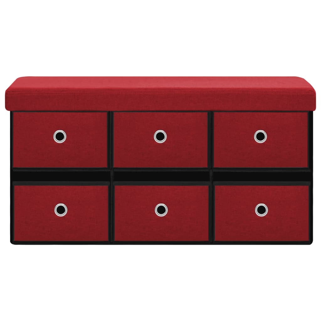 foldbar opbevaringsbænk 76x38x38 cm kunstlærred vinrød