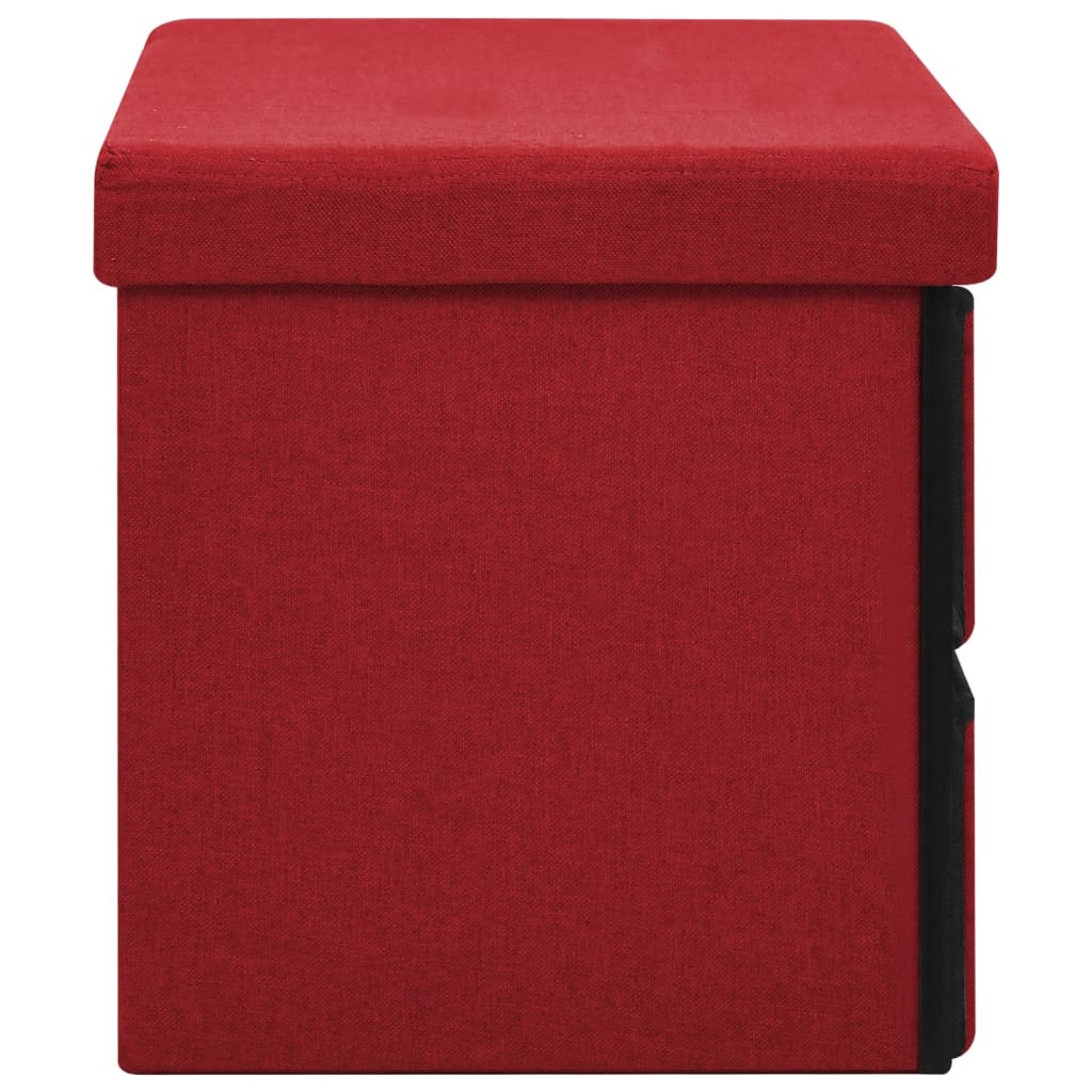 foldbar opbevaringsbænk 76x38x38 cm kunstlærred vinrød