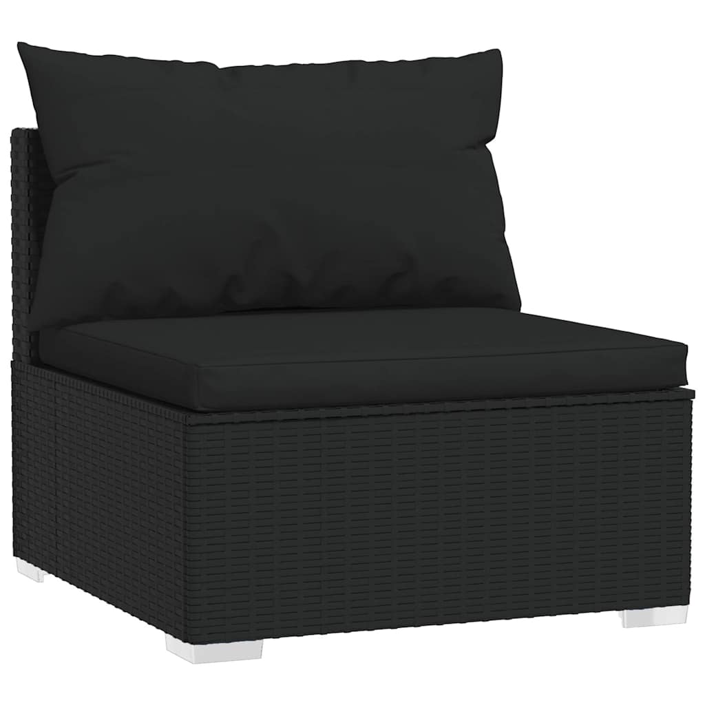 loungesæt til haven 4 dele med hynder polyrattan sort
