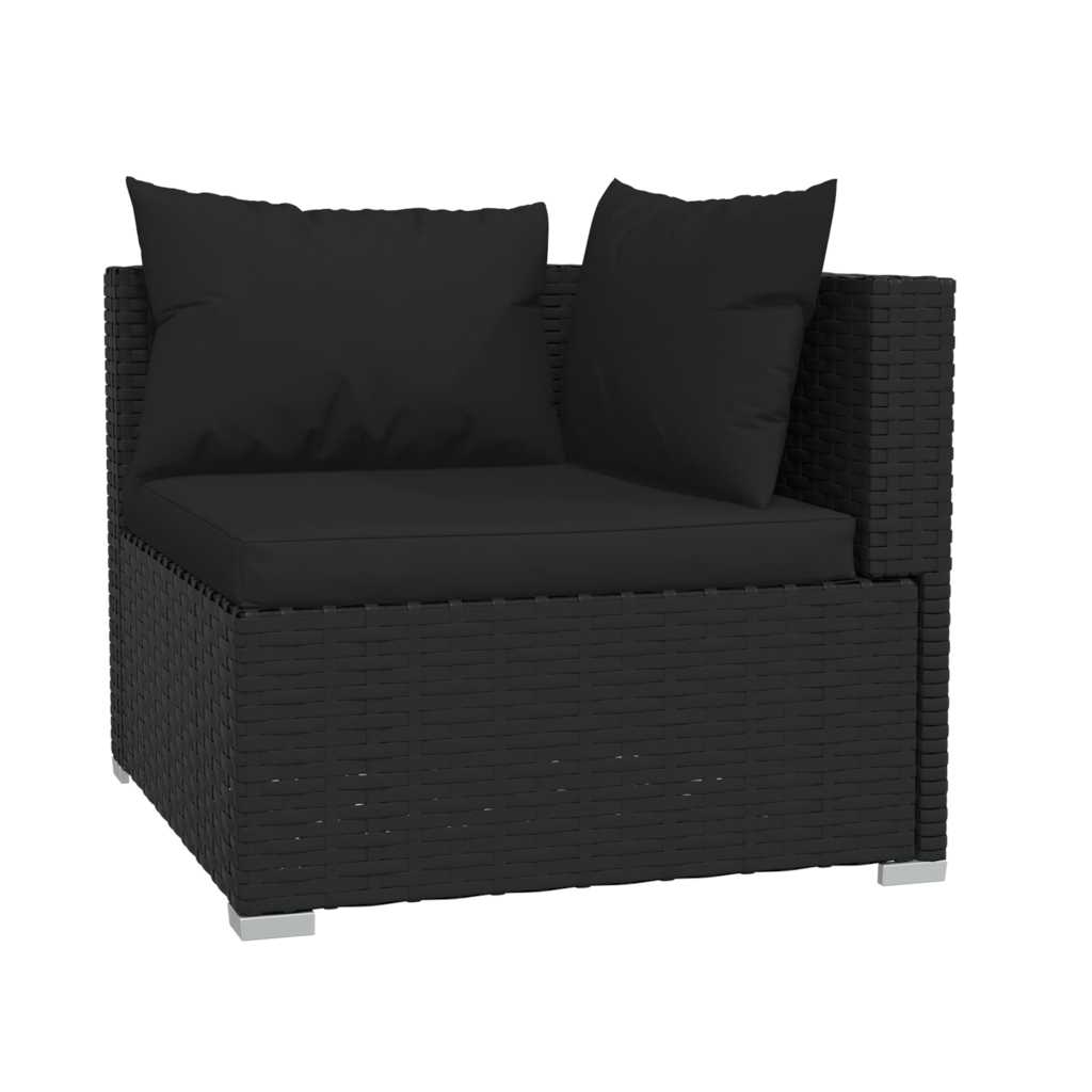 loungesæt til haven 4 dele med hynder polyrattan sort