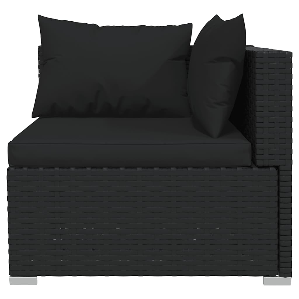 loungesæt til haven 4 dele med hynder polyrattan sort