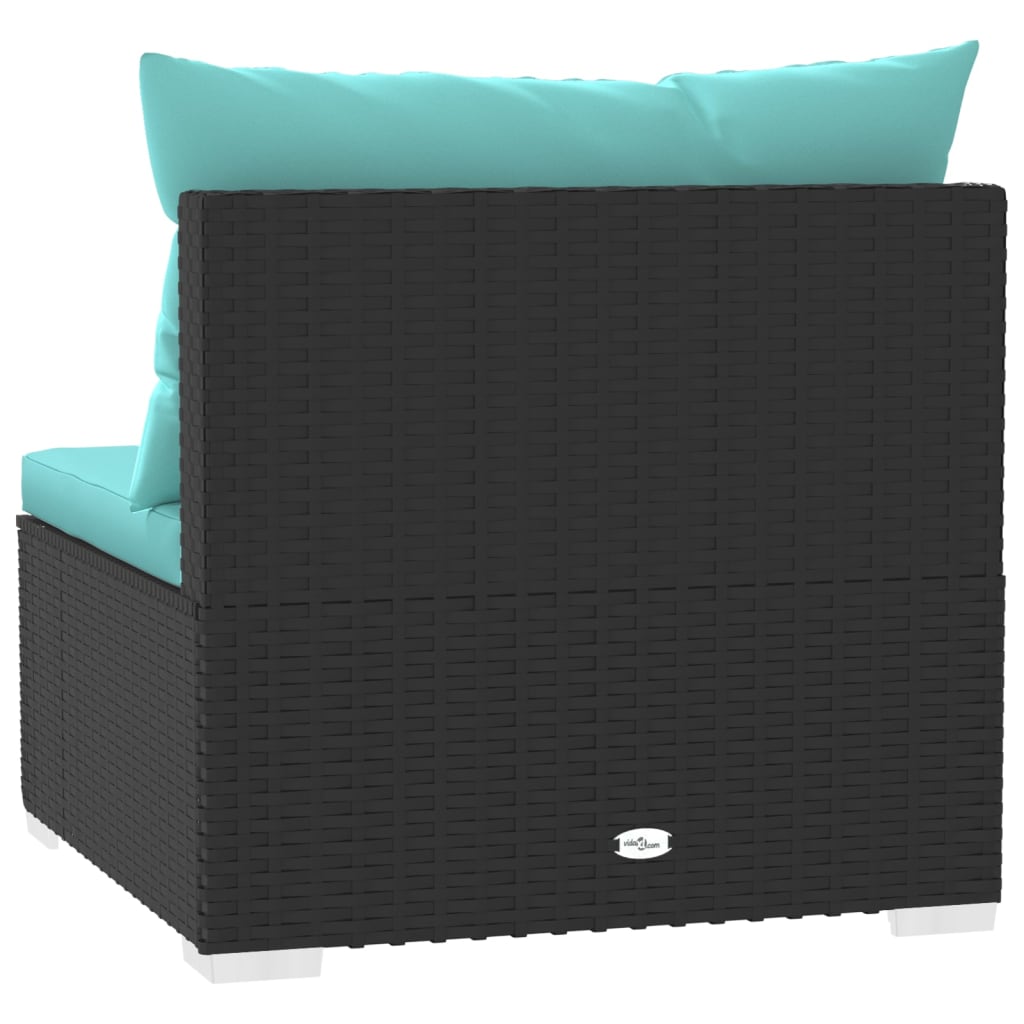 3-personers sofa med hynder polyrattan sort