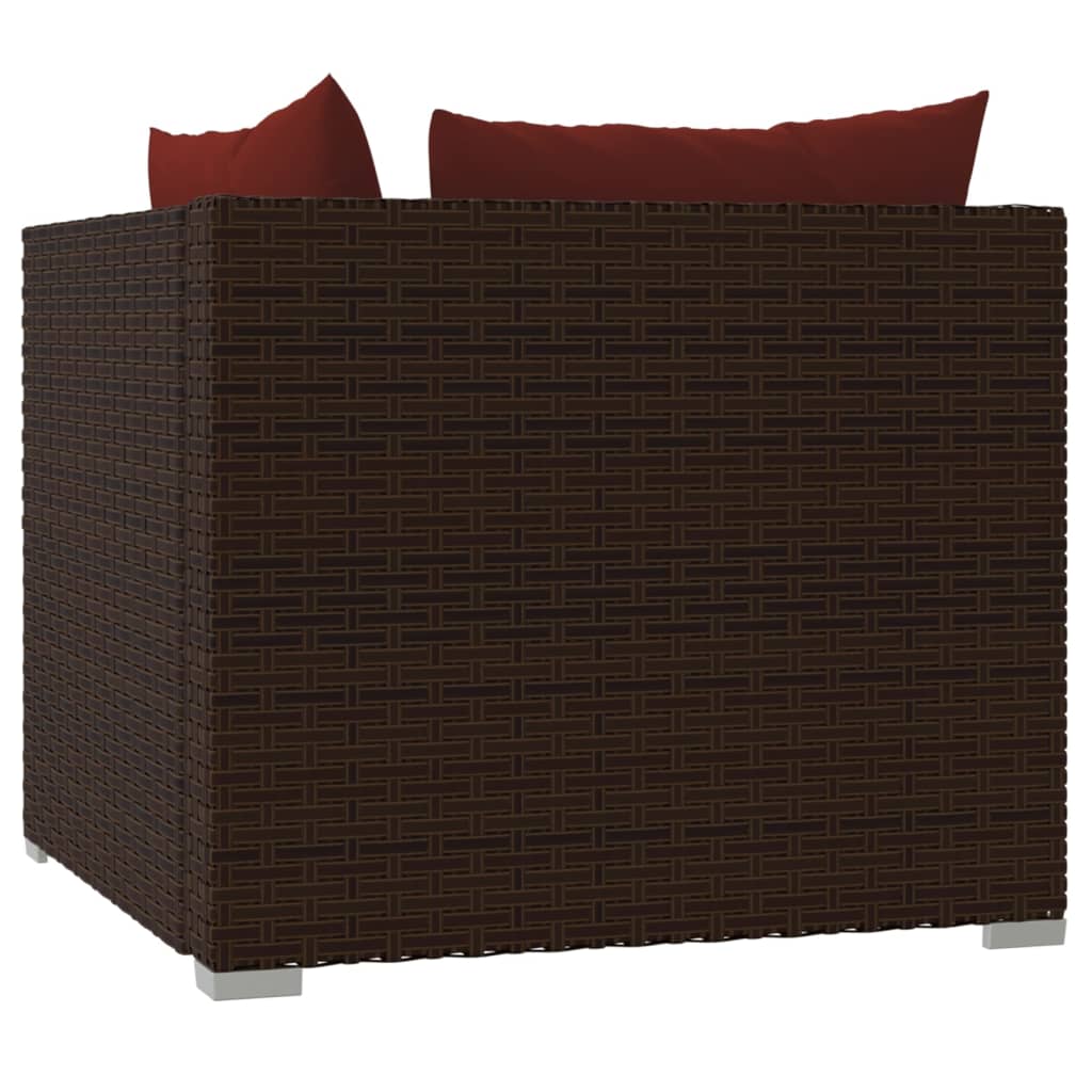 2-personers sofa med hynder polyrattan brun