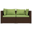 2-personers sofa med hynder polyrattan brun