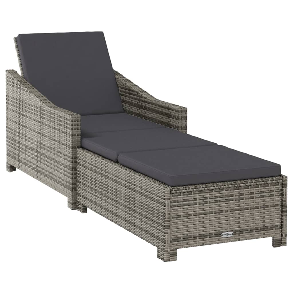 liggestol med mørkegrå hynde polyrattan grå