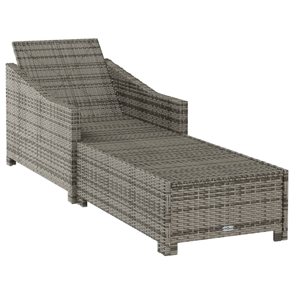 liggestol med mørkegrå hynde polyrattan grå