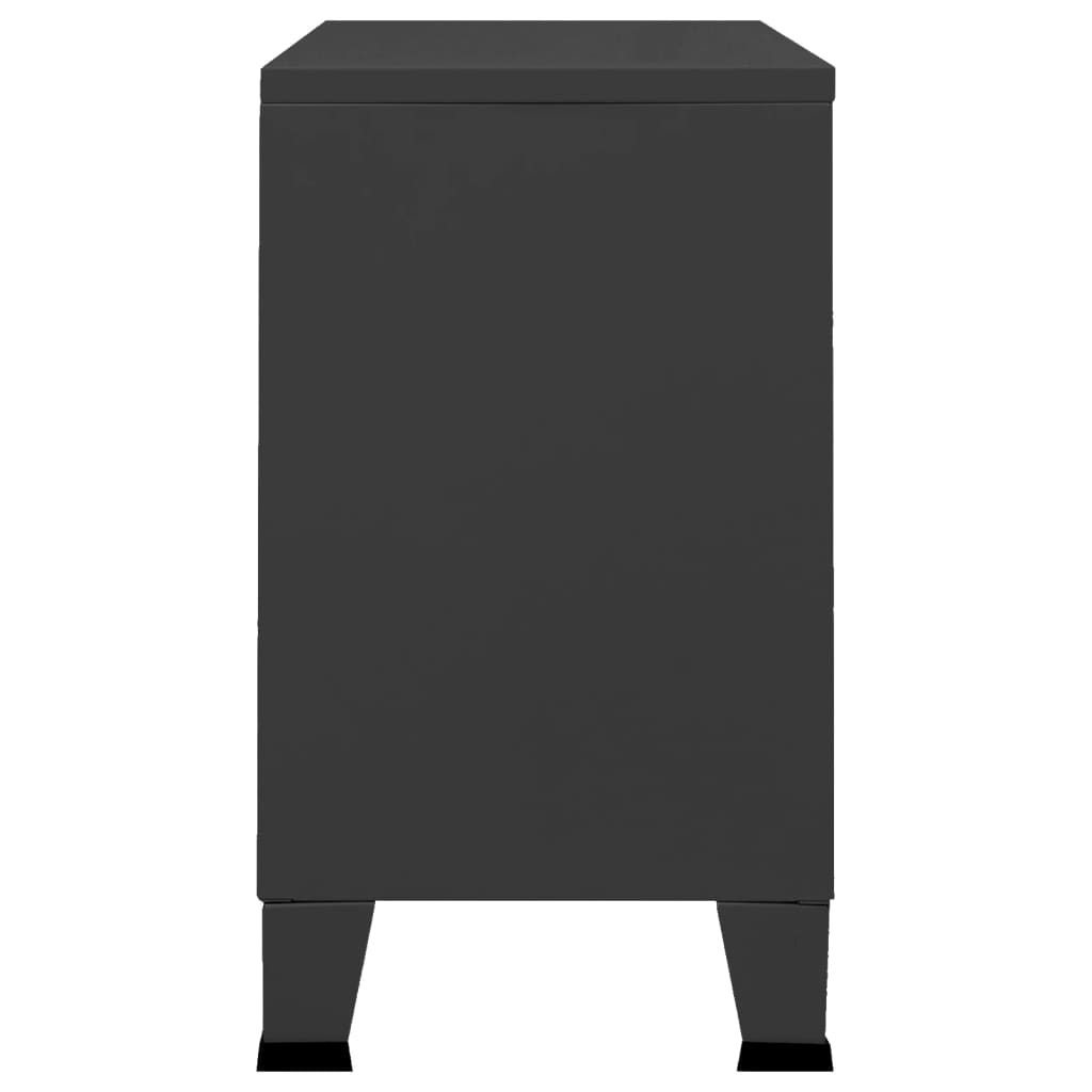 skænk 105x35x62 cm metal og glas sort