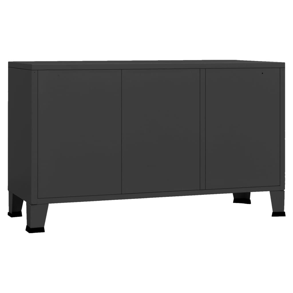 skænk 105x35x62 cm metal og glas sort