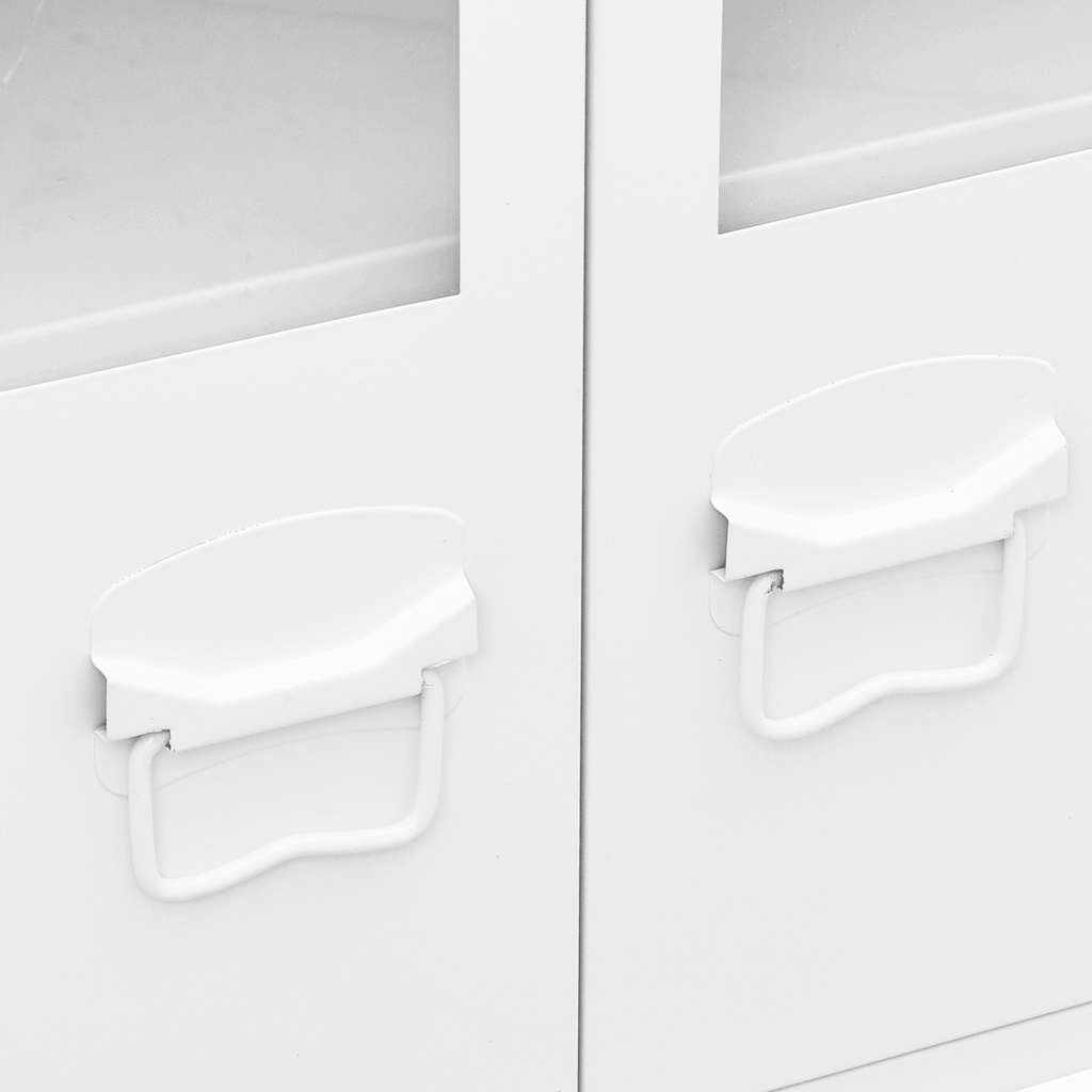 skænk 105x35x62 cm metal og glas hvid