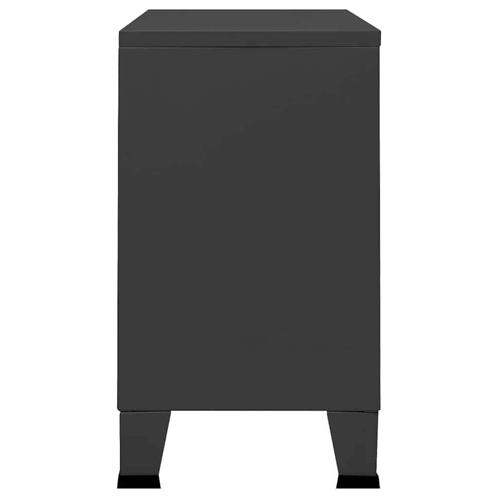 skænk 105x35x62 cm metal og glas antracitgrå