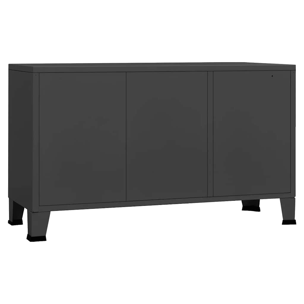 skænk 105x35x62 cm metal og glas antracitgrå