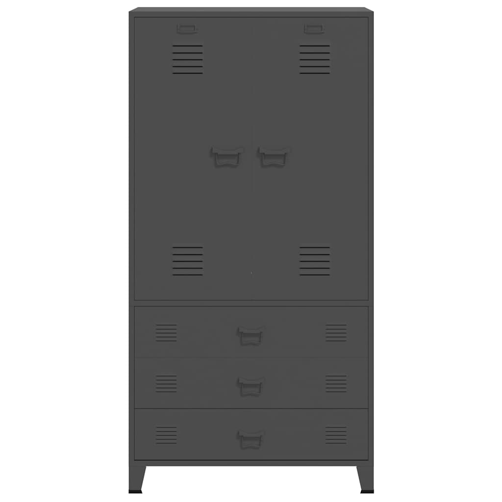 klædeskab 90x50x180 cm metal antracitgrå