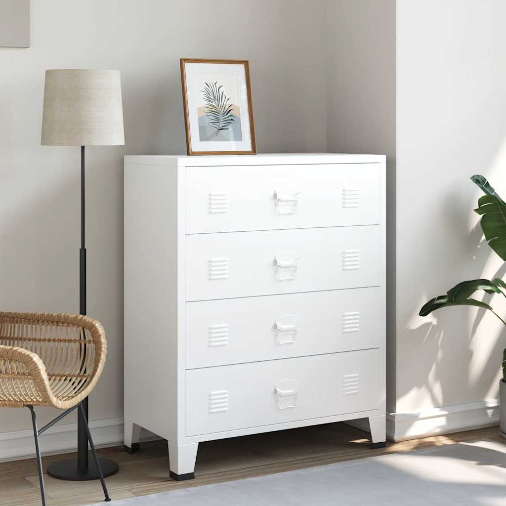 industriel kommode 78x40x93 cm metal hvid