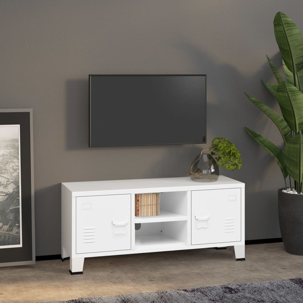 industrielt tv-skab 105x35x42 cm hvid