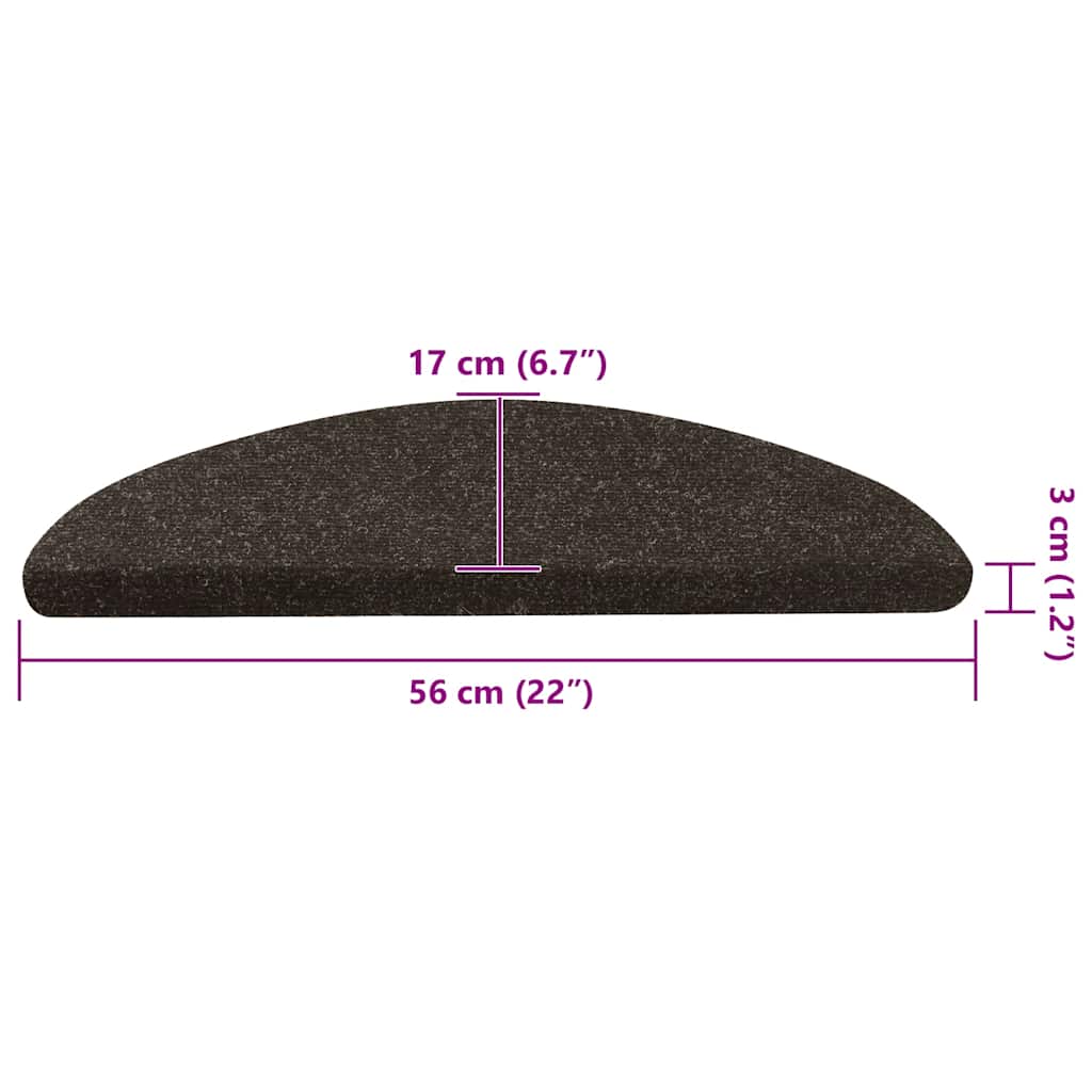 selvklæbende trappemåtter 15 stk. 56x17x3 cm antracitgrå