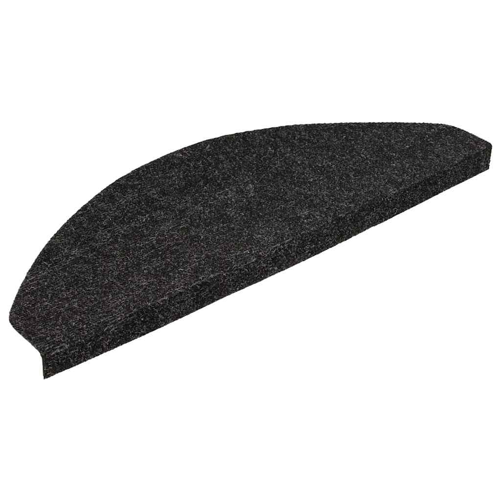 selvklæbende trappemåtter 15 stk. 56x17x3 cm sort