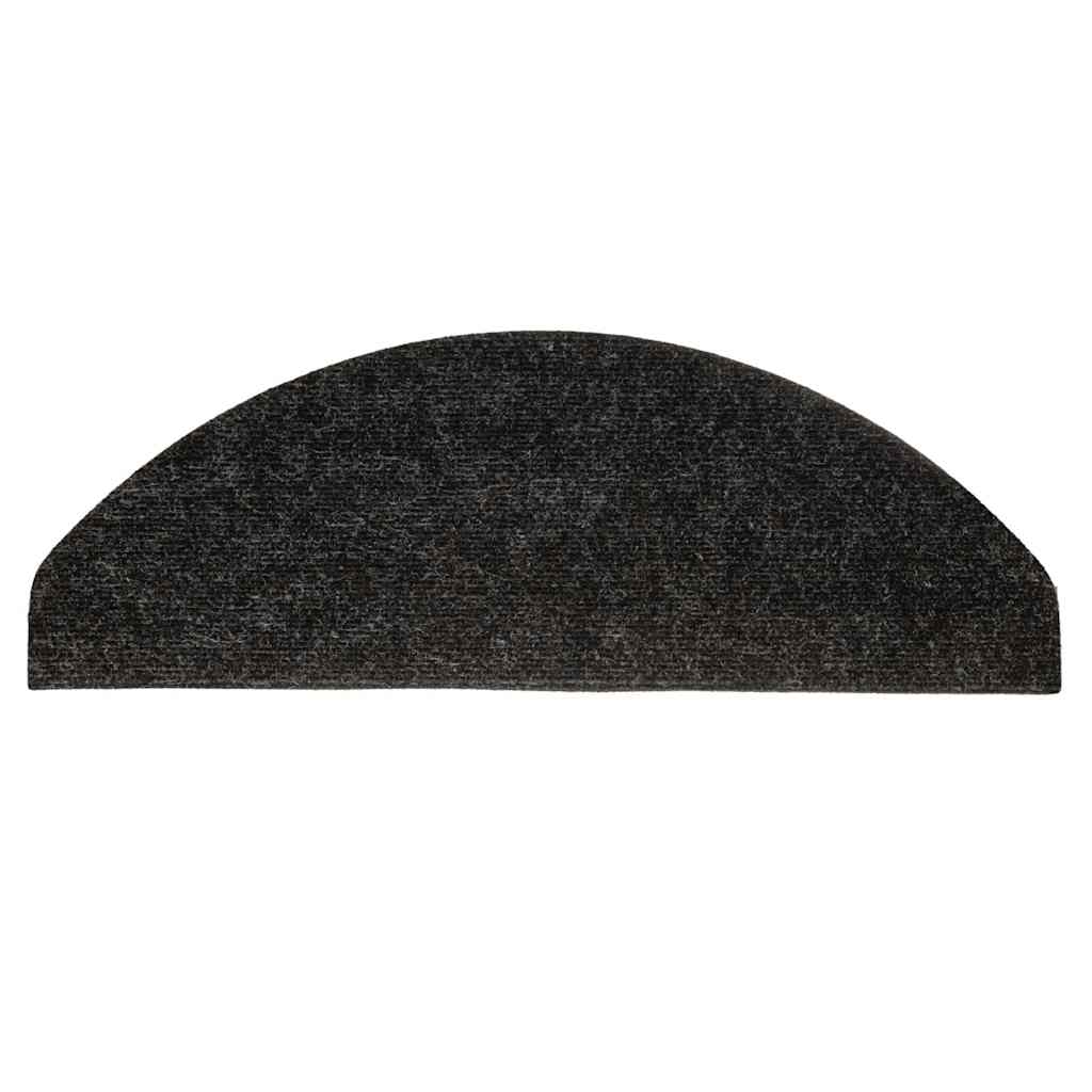selvklæbende trappemåtter 15 stk. 56x17x3 cm sort