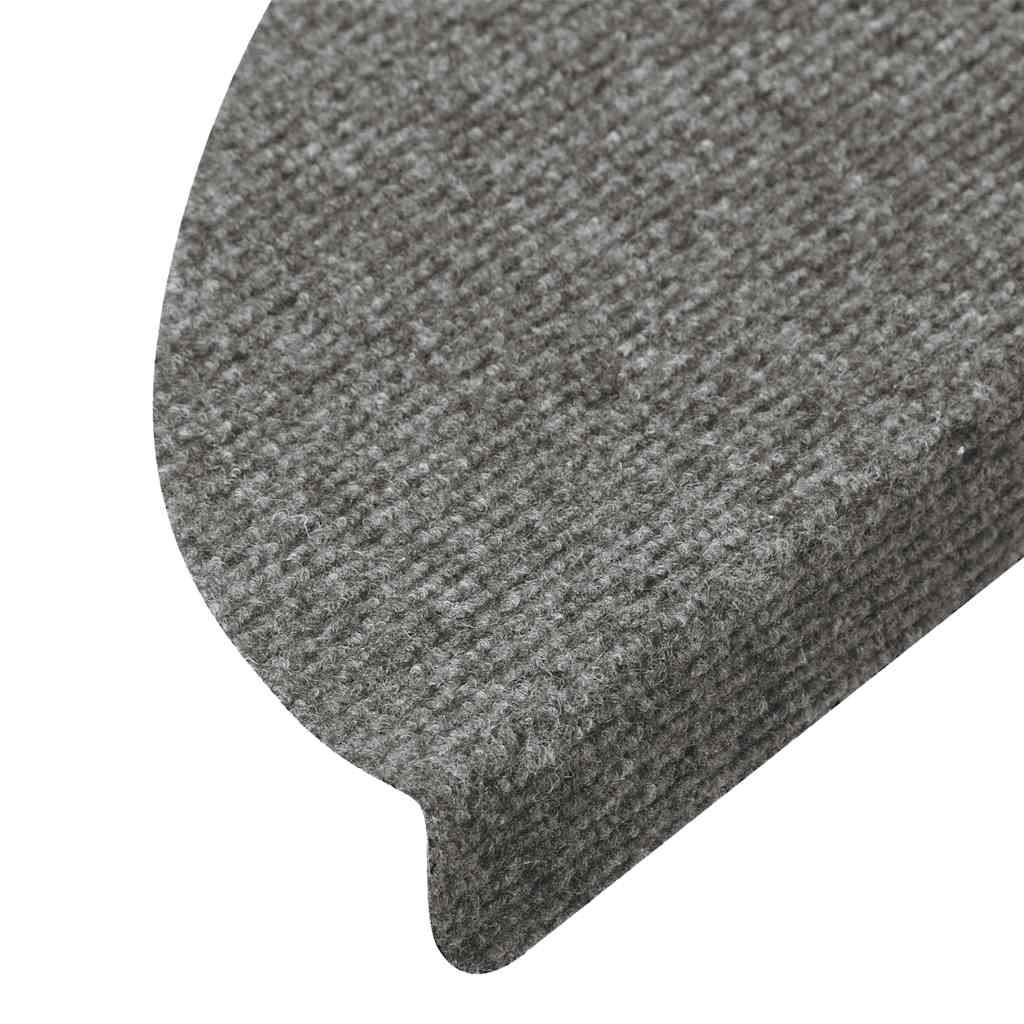 selvklæbende trappemåtter 15 stk. 56x17x3 cm grå
