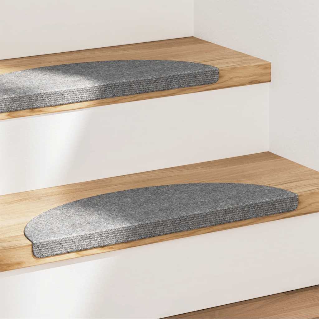selvklæbende trappemåtter 15 stk. 56x17x3 cm grå