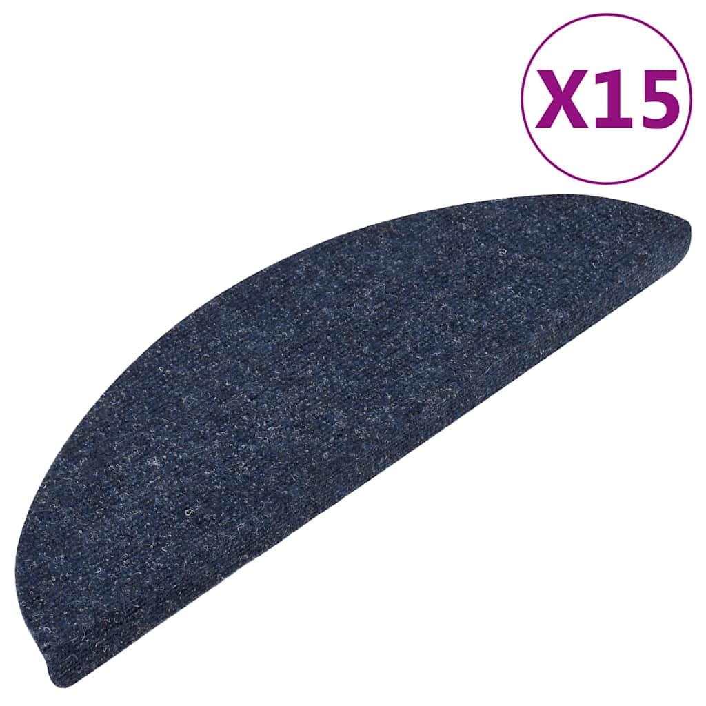 selvklæbende trappemåtter 15 stk. 56x17x3 cm blå