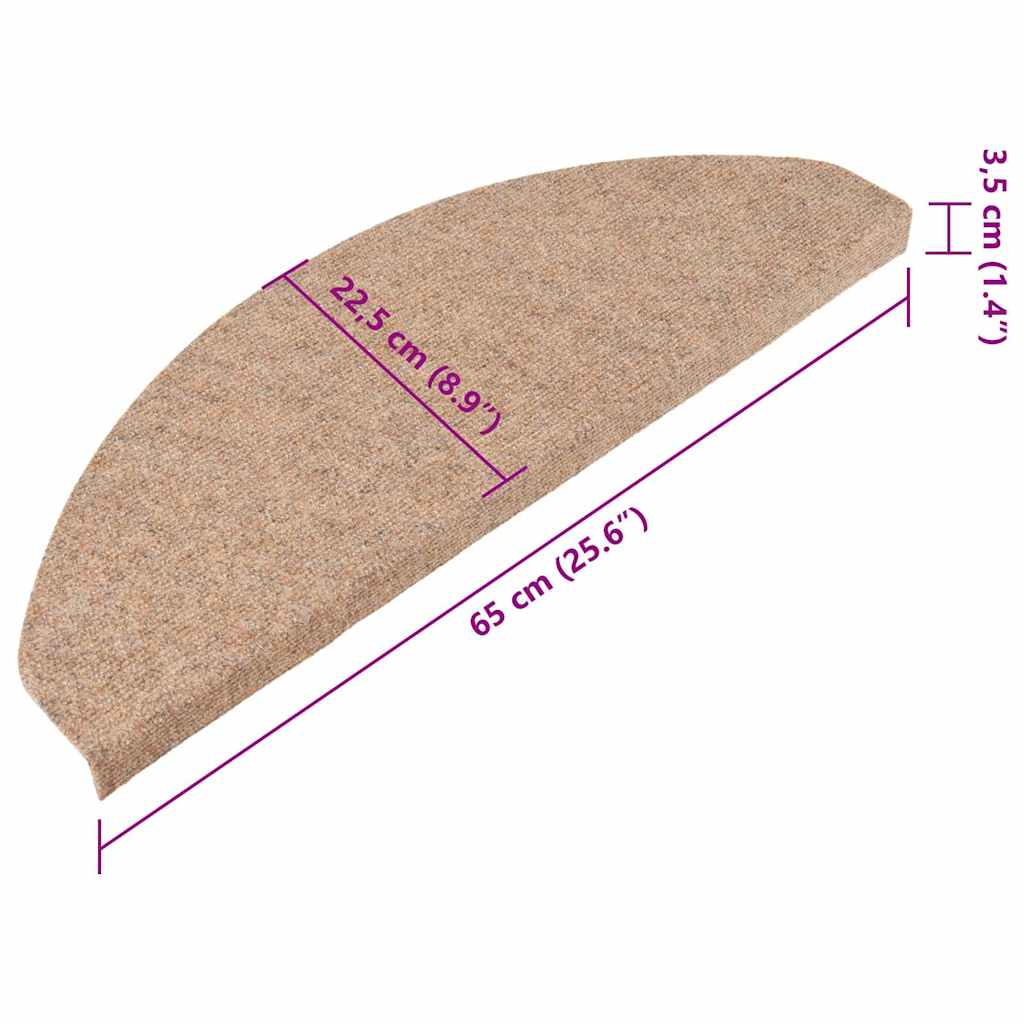 trappemåtter 15 stk. 65x22,5x3,5 cm selvklæbende beige