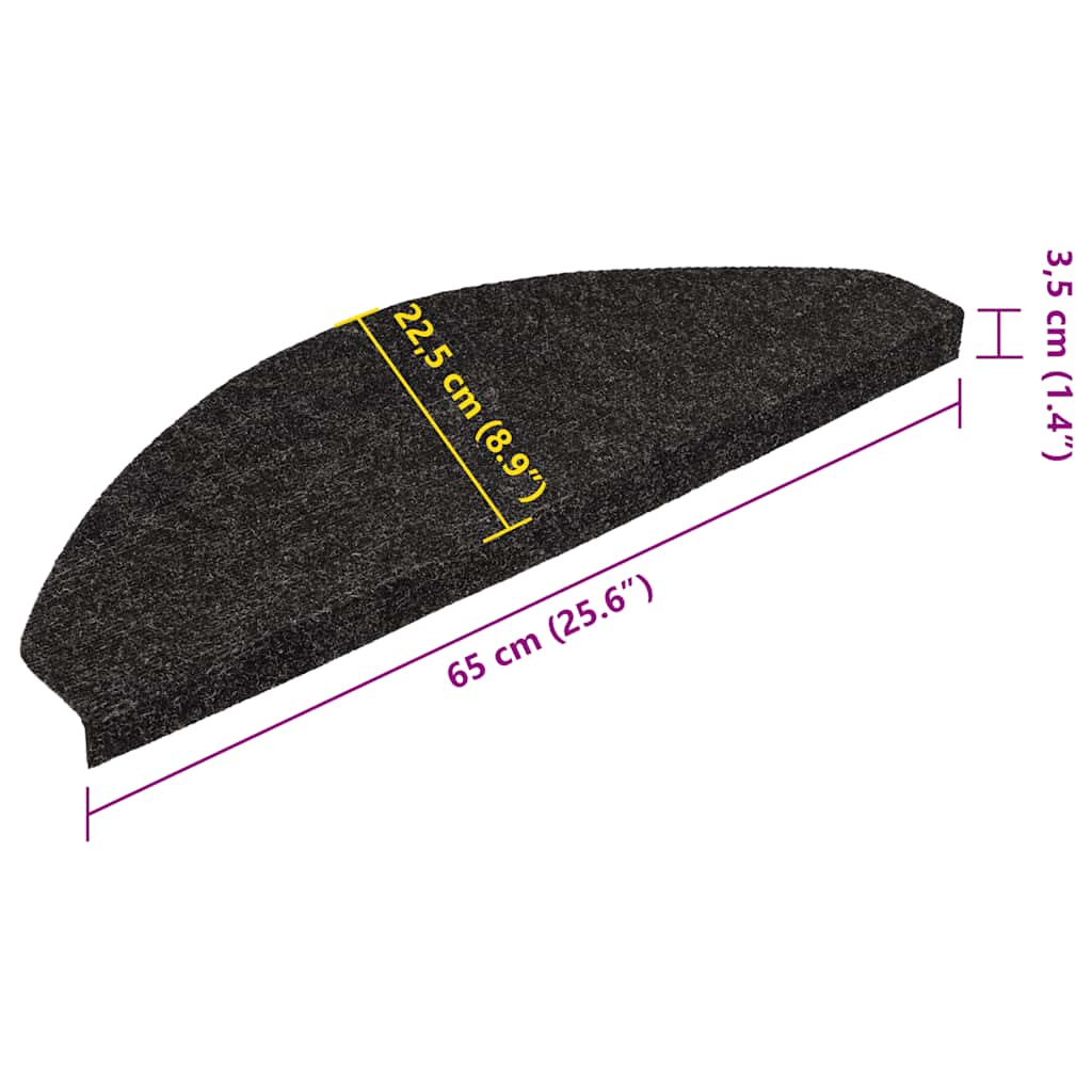 selvklæbende trappemåtter 15 stk. 65x22,5x3,5 cm antracitgrå