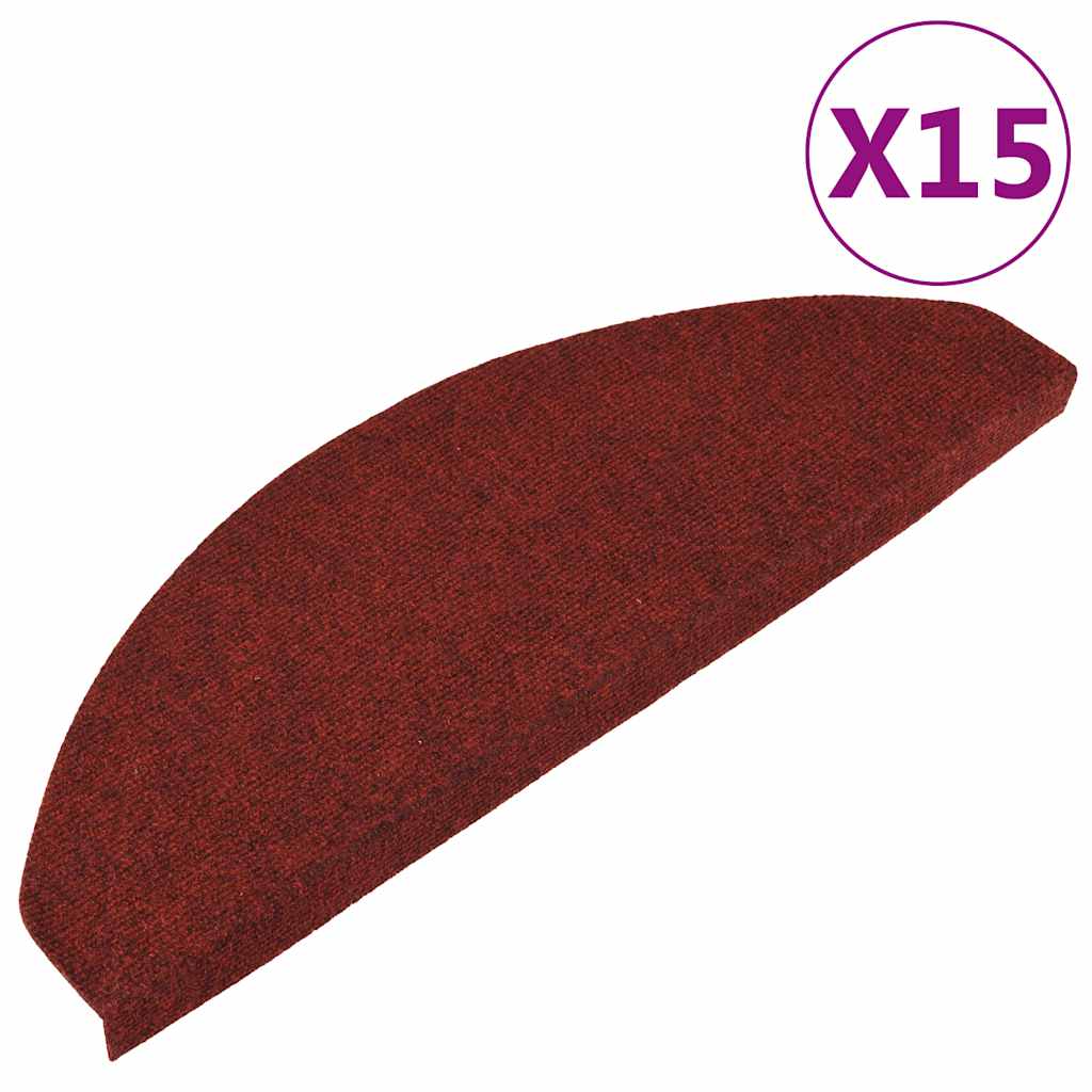 trappemåtter 15 stk. 65x22,5x3,5 cm selvklæbende rød