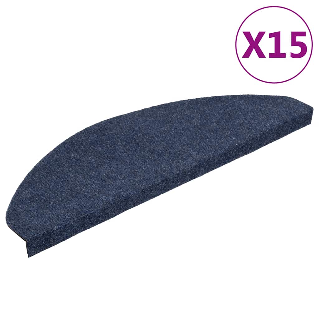 trappemåtter 15 stk. 65x22,5x3,5 cm selvklæbende blå