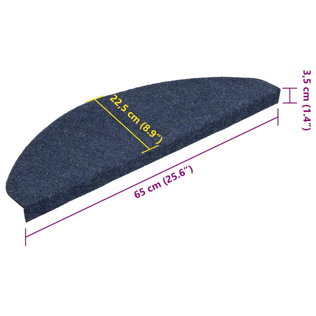 trappemåtter 15 stk. 65x22,5x3,5 cm selvklæbende blå