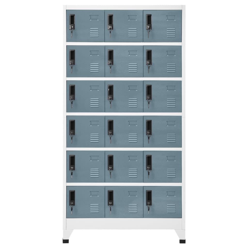skab 90x40x180 cm stål lysegrå og mørkegrå