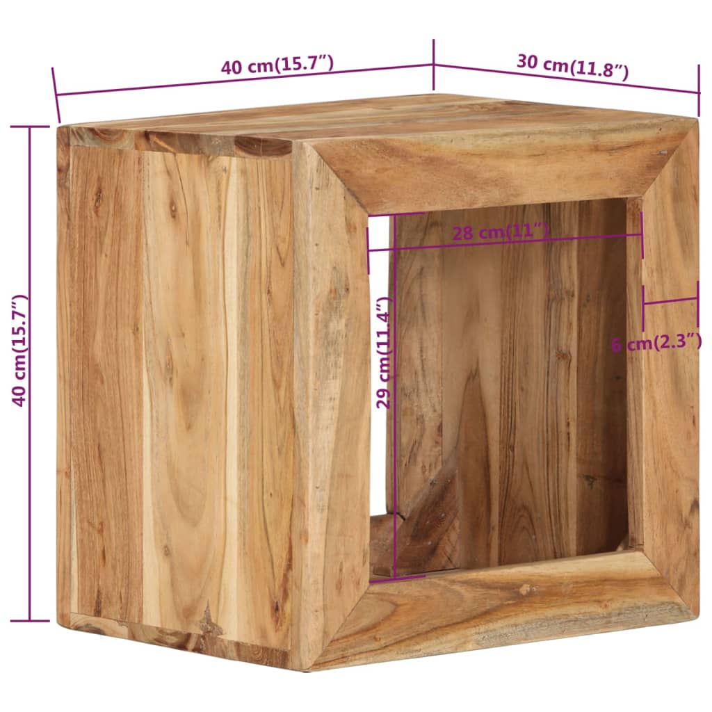 skammel 40x30x40 cm massivt akacietræ