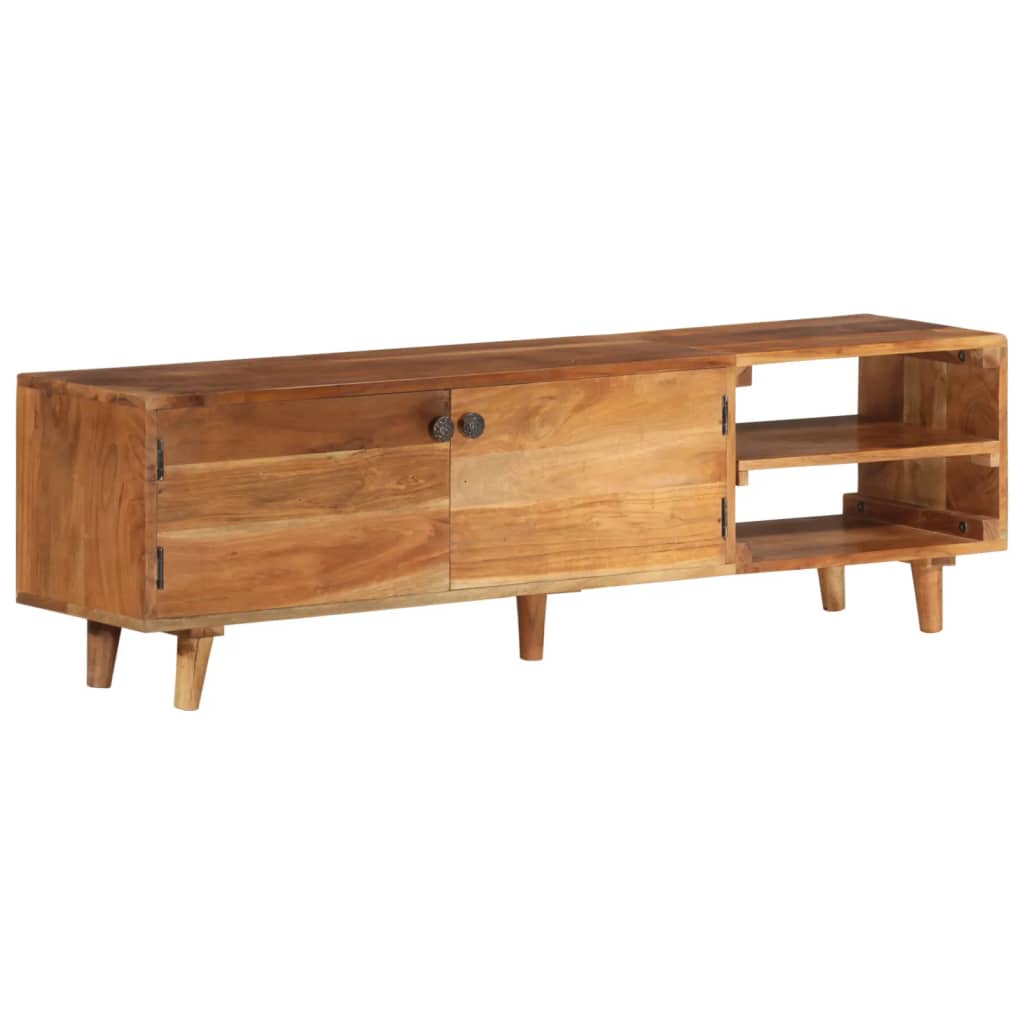 tv-bord 140x30x40 cm massivt akacietræ med honningfinish