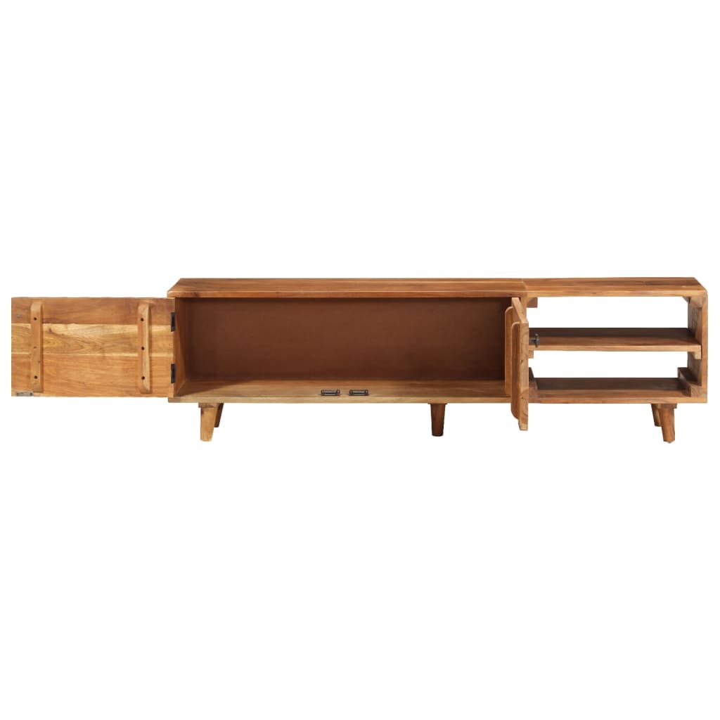 tv-bord 140x30x40 cm massivt akacietræ med honningfinish
