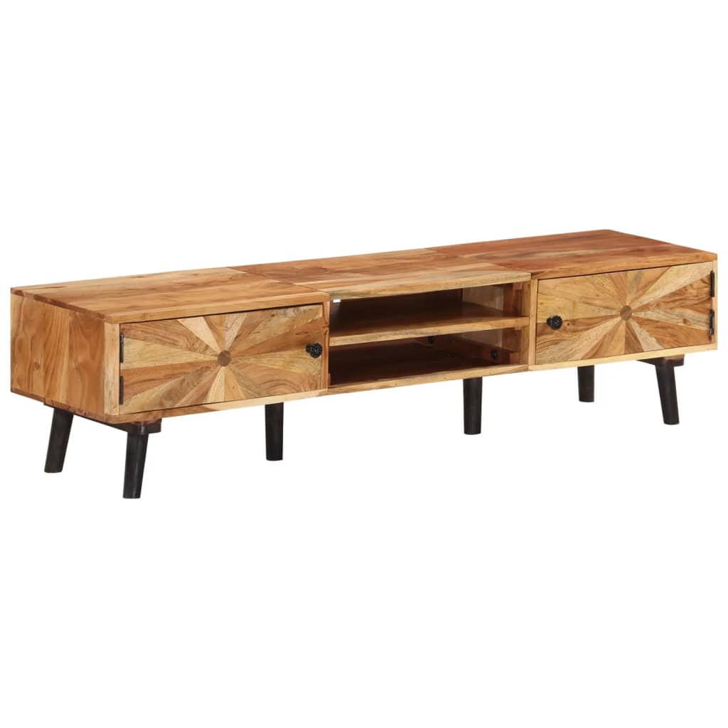 tv-bord 145x35x35 cm massivt akacietræ
