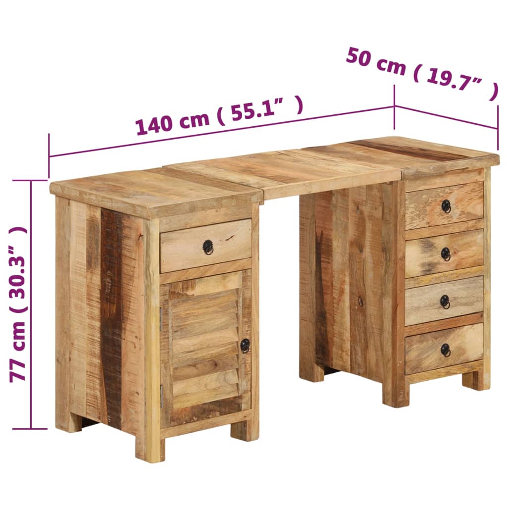 skrivebord 140x50x77 cm massivt mangotræ