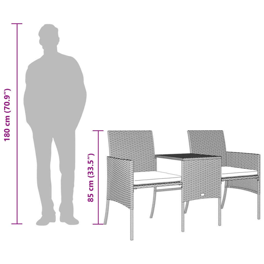 2-personers havesofa med bord og skamler polyrattan sort