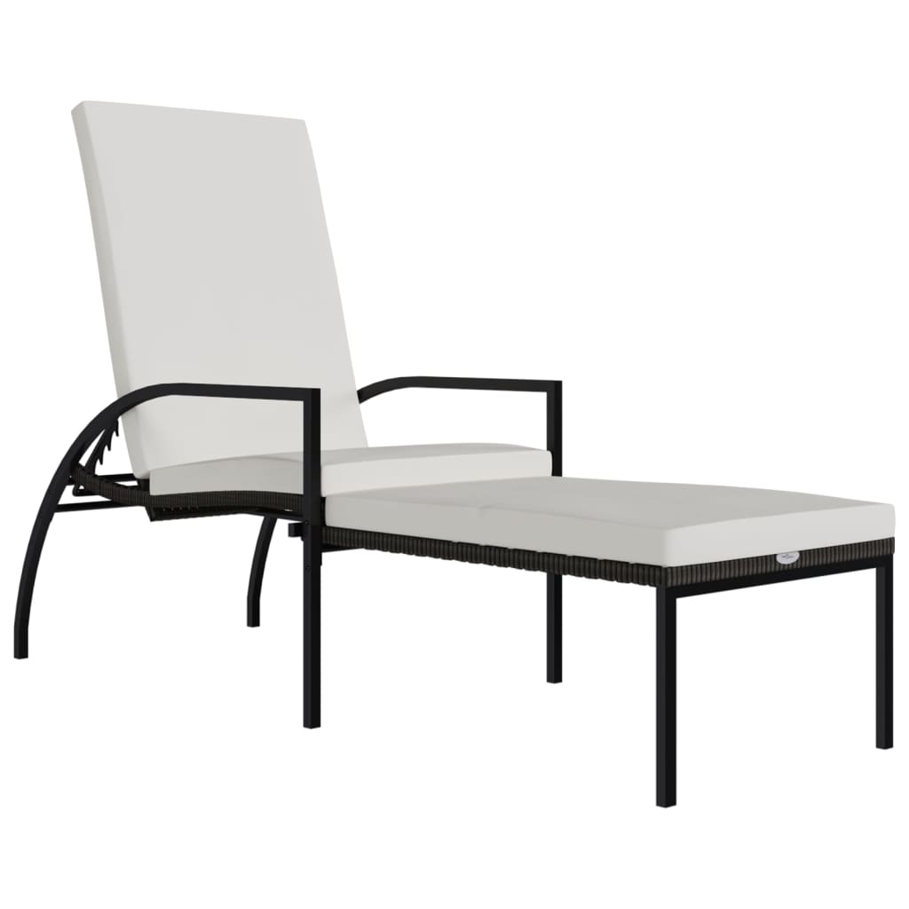 liggestol med fodskammel polyrattan brun