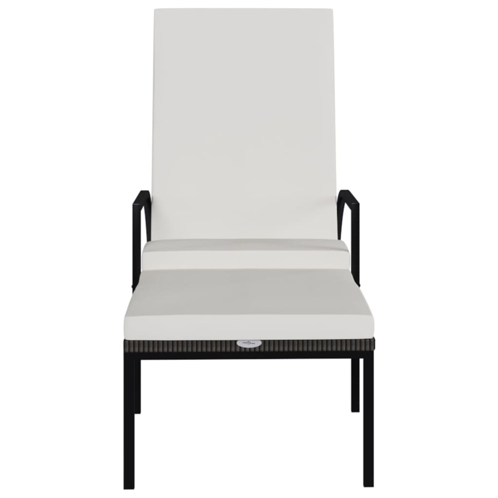liggestol med fodskammel polyrattan brun