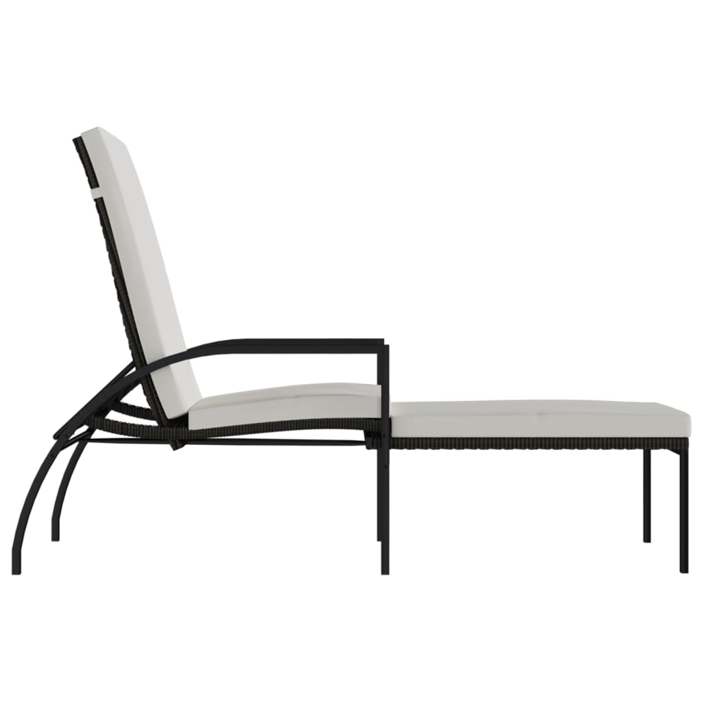 liggestol med fodskammel polyrattan brun