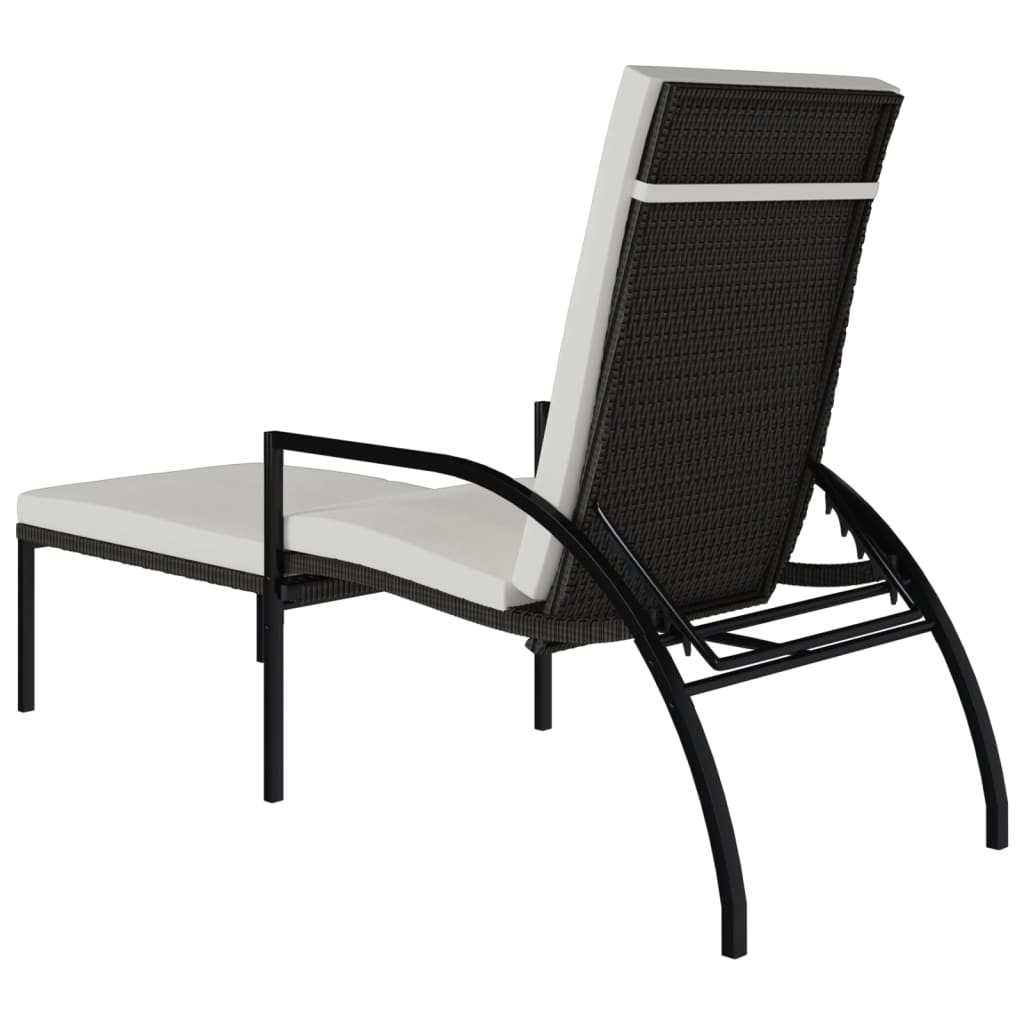liggestol med fodskammel polyrattan brun