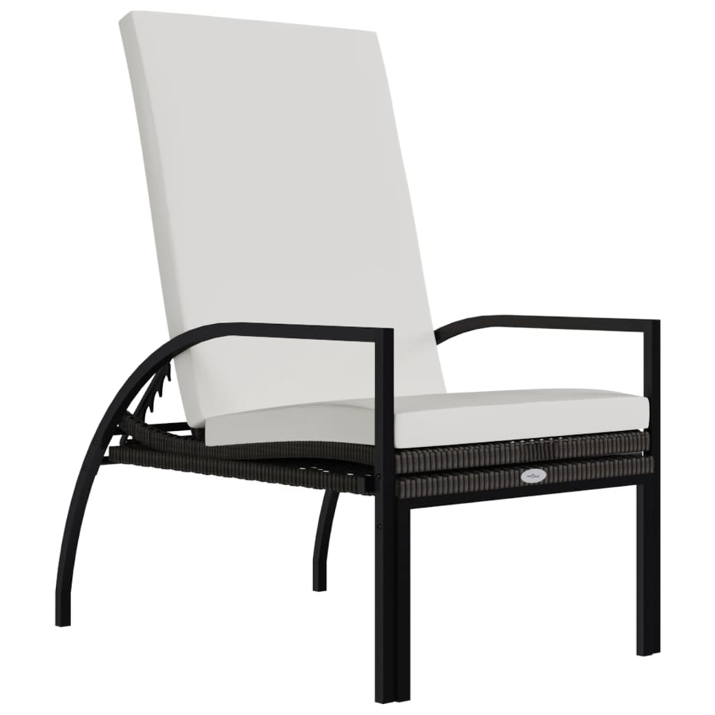 liggestol med fodskammel polyrattan brun