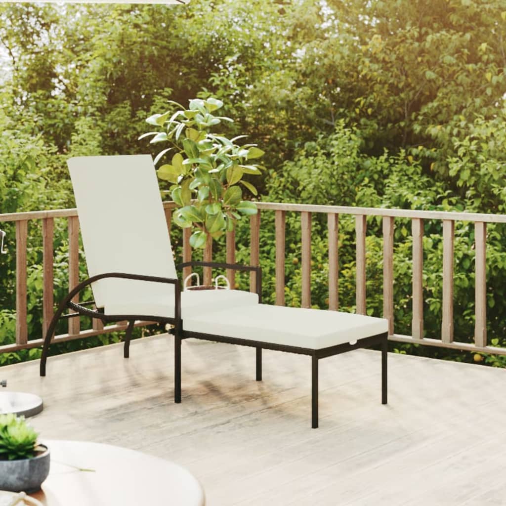 liggestol med fodskammel polyrattan brun