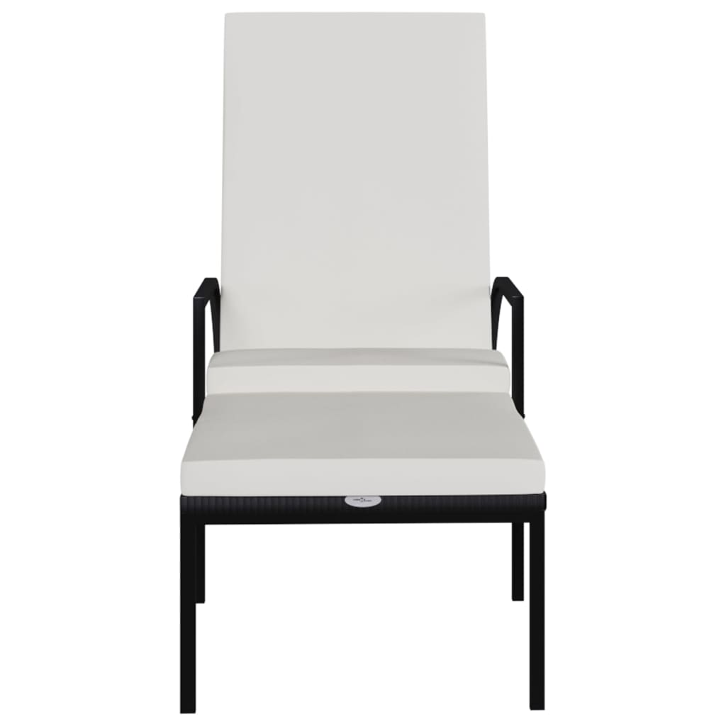 liggestol med fodskammel polyrattan sort
