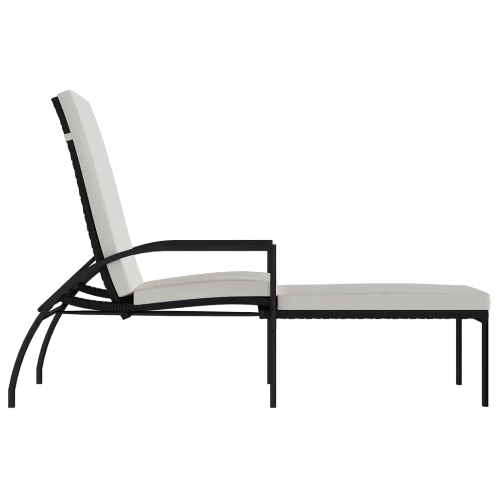 liggestol med fodskammel polyrattan sort