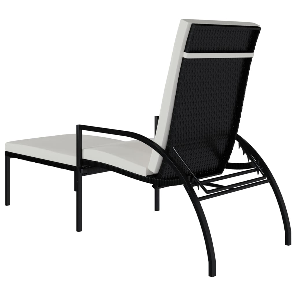 liggestol med fodskammel polyrattan sort