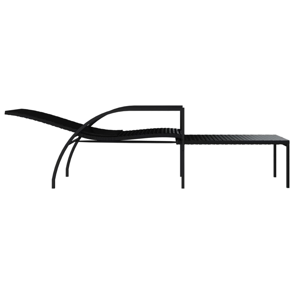 liggestol med fodskammel polyrattan sort